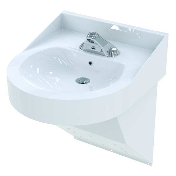 Bathroom Sink, White, SS, Wall Mount, 0.5gpm