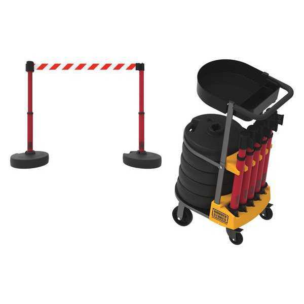 PLUS Cart Pkg w/Tray, Rd/Wh Dgnl Strp Bnr