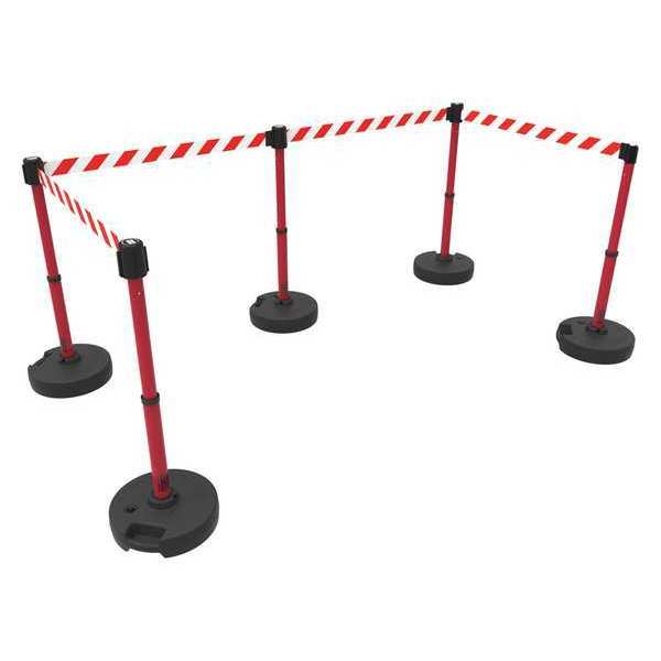 PLUS Barrier Set X5, Rd/Wht Diagnl Stripe