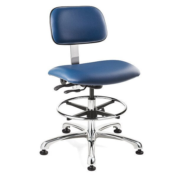 Blue Vinyl Cleanroom Chair w/ tilt, ISO 6, 22-32