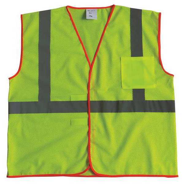 High-Visibility Vest, ANSI Class 1, U-Block, Mesh Polyester, Hook-and-Loop, Lime, Size L/XL
