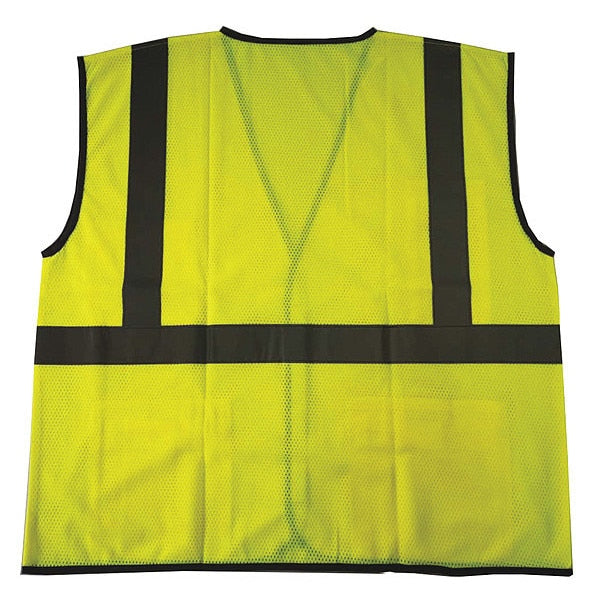 High-Visibility Vest, ANSI Class 2, U-Block, Hook-and-Loop Closure, Mesh Polyester, Lime, Size L/XL