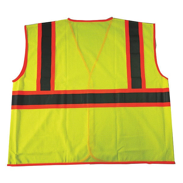 High-Visibility Vest, Type R, ANSI Class 2, U-Block, Mesh Polyester, Hook and Loop, Lime, S/M