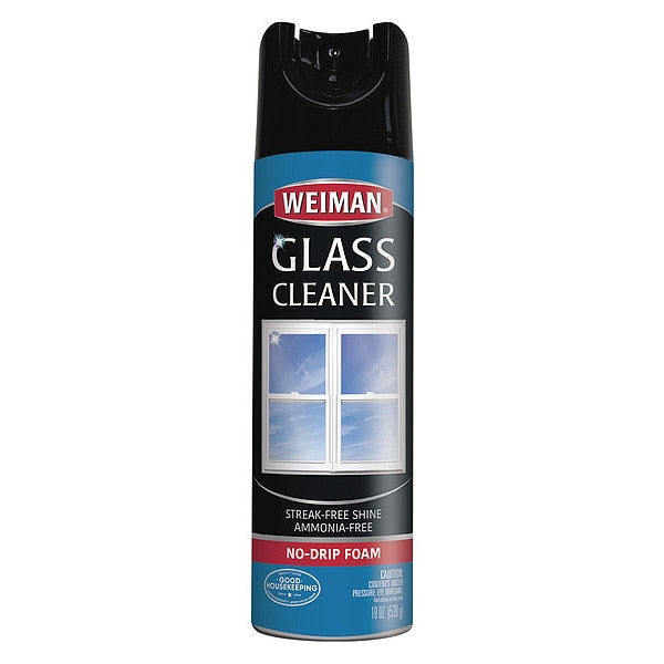 Liquid Glass Cleaner, 19 oz., Blue, Unscented, Aerosol Can