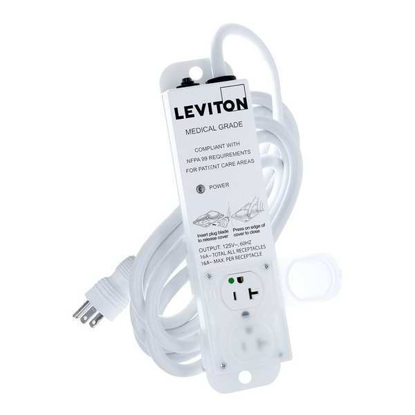 Outlet Strip, 20 A, 15 ft Cord L, 2 Outlets