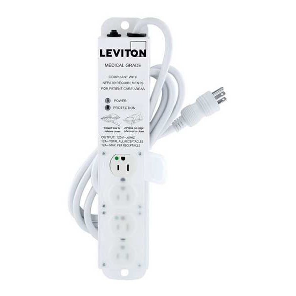 Outlet Strip, 15 A, 7 ft Cord L, 4 Outlets