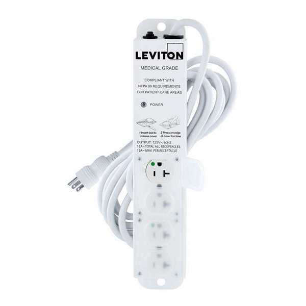 Outlet Strip, 20 A, 15 ft Cord L, 4 Outlets