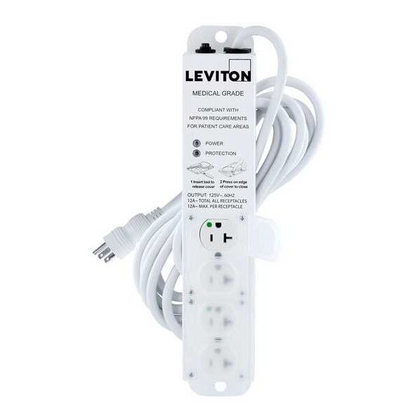Outlet Strip, 20 A, 15 ft Cord L, 4 Outlets