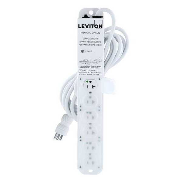 Outlet Strip, 20 A, 15 ft Cord L, 6 Outlets
