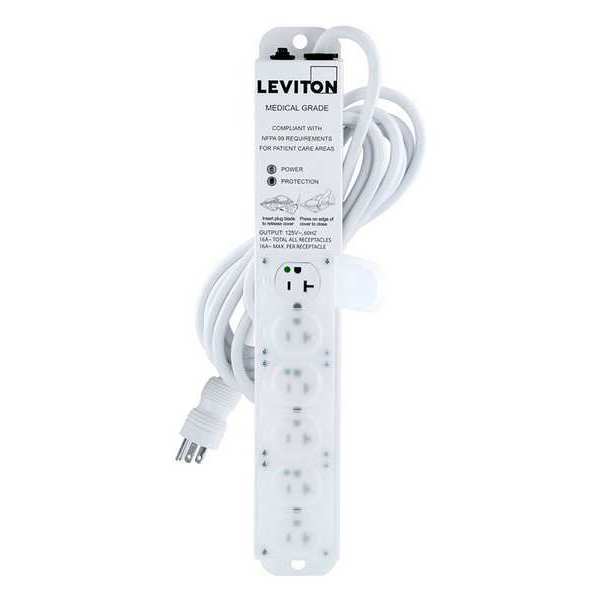 Outlet Strip, 20 A, 15 ft Cord L, 6 Outlets