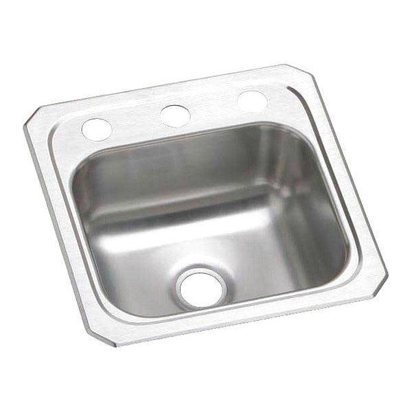 15 in W x 15 in L x 6 1/8 in H, Top Mount, Bathroom Sink