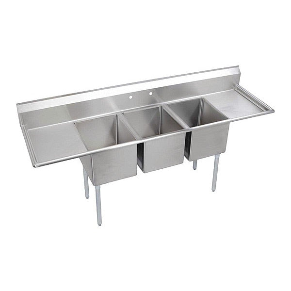 25 3/4 in W x 88 in L x 43 3/4 in H, Floor Mount, 18 ga. 300 Stainless Steel, Economy Series Sink