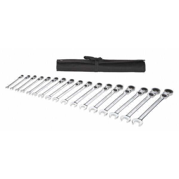 Ratcheting Wrench Set, Metric, 17 pcs.