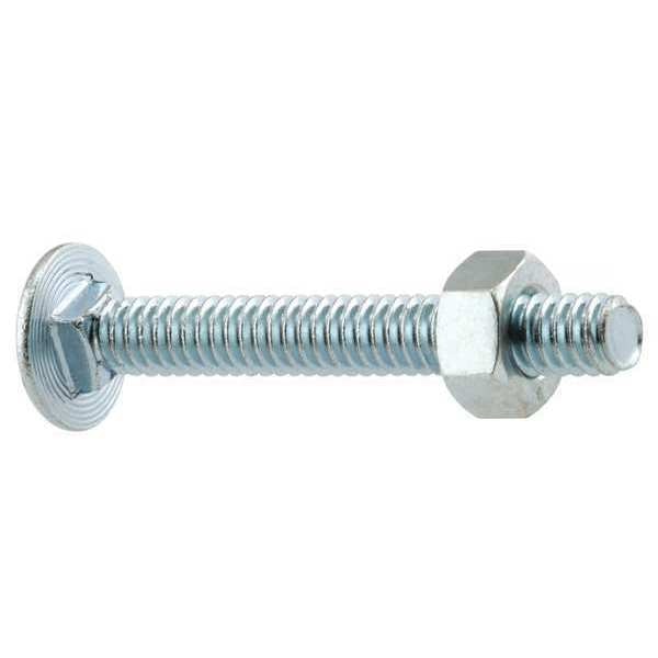 Carriage Bolts and Nuts, Steel, Gray, PK12
