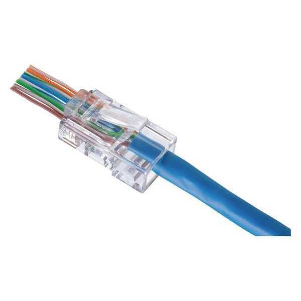 Modular Plug, Unshielded, CAT 5e, Clear, Pass-Through End Termination, 50 PK