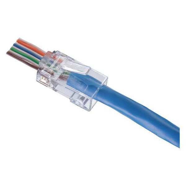 Modular Plug, Unshielded, CAT6, Clear, Pass-Through End Termination, 50 PK