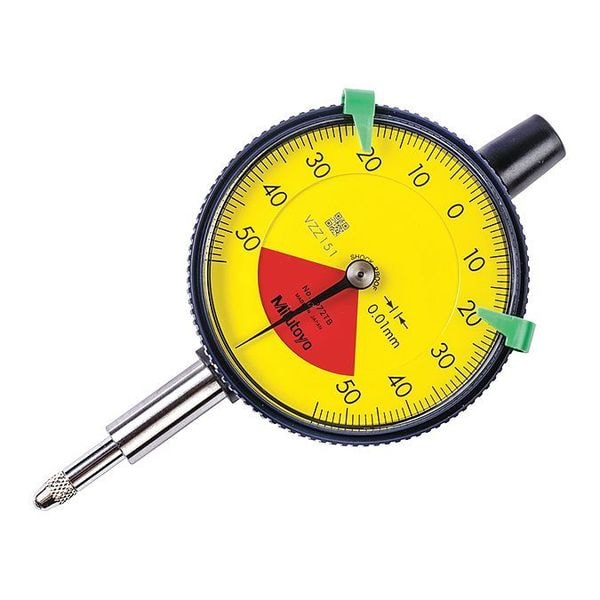 Dial Indicator, 0 to 0.1mm Range, Yellow