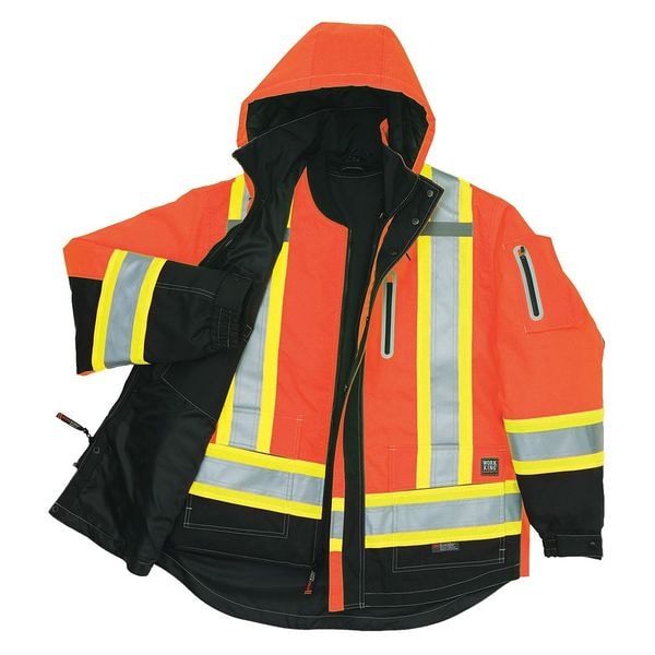 Men's Fluorescent Orange Polyester Parka size M