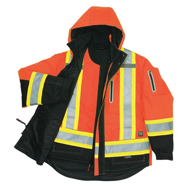 Men's Fluorescent Orange Polyester Parka size L