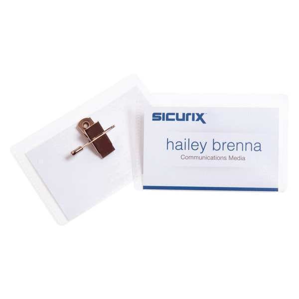 ID Badge Holder Kit, Color Clear, PK50