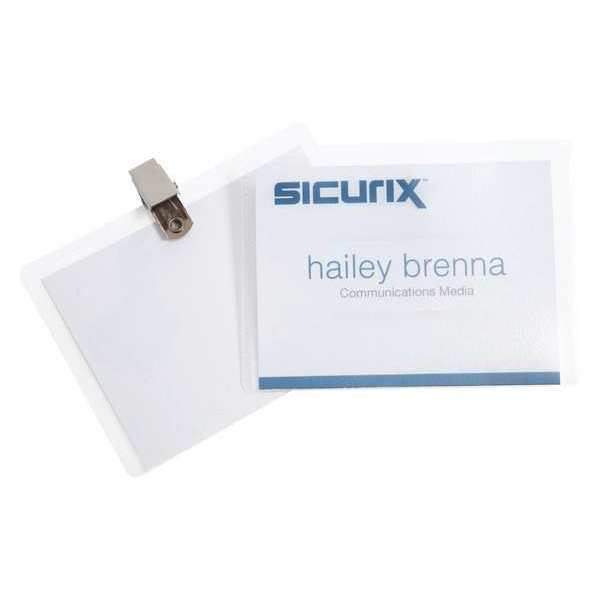 ID Badge Holder Kit, Color Clear, PK50