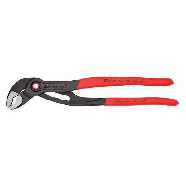 12 in V-Jaw Water Pump Plier Serrated, Plastic Grip