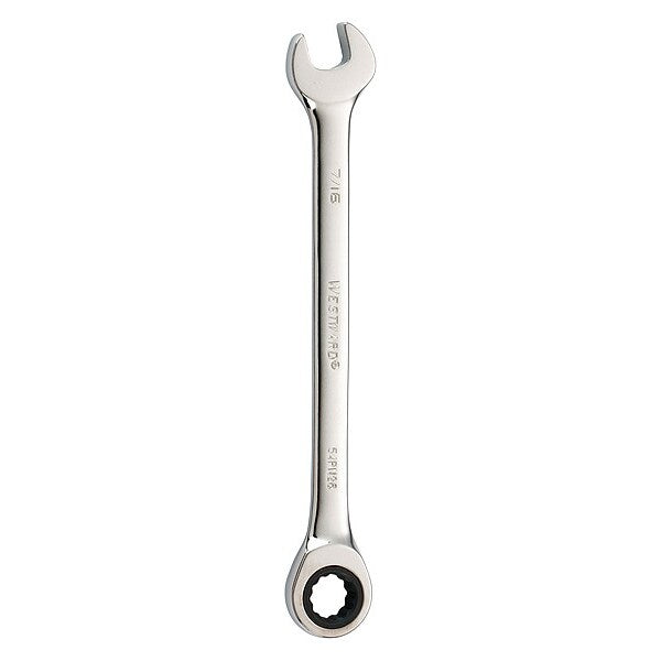 Ratcheting Combination Wrench, SAE, 6 1/2 in Length, 7/16 in Head, 12 Points