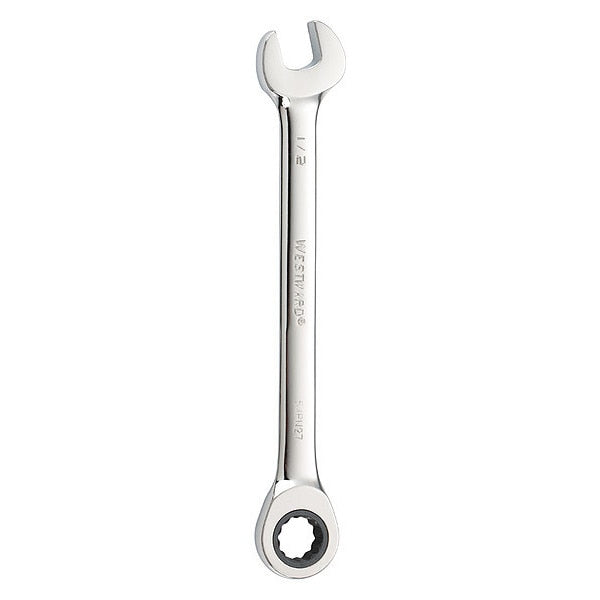 Ratcheting Combination Wrench, SAE, 7 in Length, 1/2 in Head, 12 Points