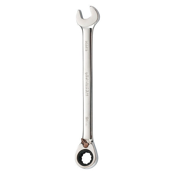 Ratcheting Combination Wrench, SAE, 6 1/2 in Length, 7/16 in Head, 12 Points