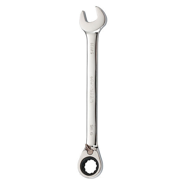 Ratcheting Combination Wrench, SAE, 7 1/2 in Length, 9/16 in Head, 12 Points