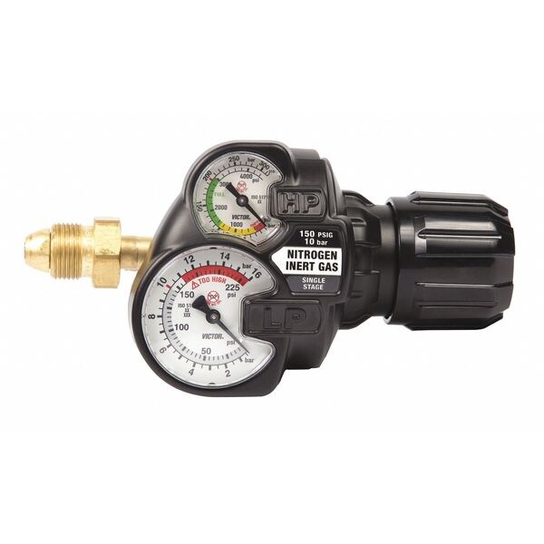 Gas Regulator, Single Stage, CGA-580, 5 to 150 psi, Use With: Inert