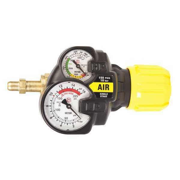 Gas Regulator, Single Stage, CGA-346, 5 to 150 psi, Use With: Air