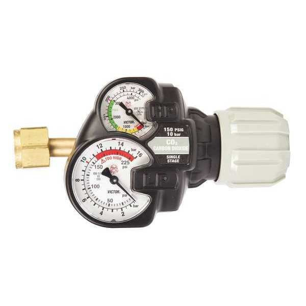 Gas Regulator, Single Stage, CGA-320, 5 to 150 psi, Use With: Carbon Dioxide