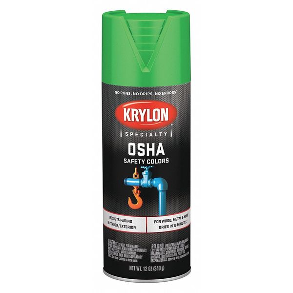 Spray Paint, Clover Safety Green, Gloss, 12 oz