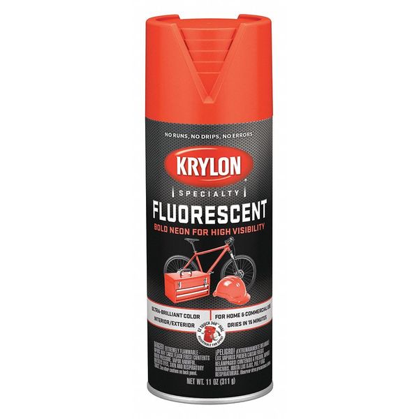 Spray Paint, Flourescent Red Orange, Gloss, 11 oz