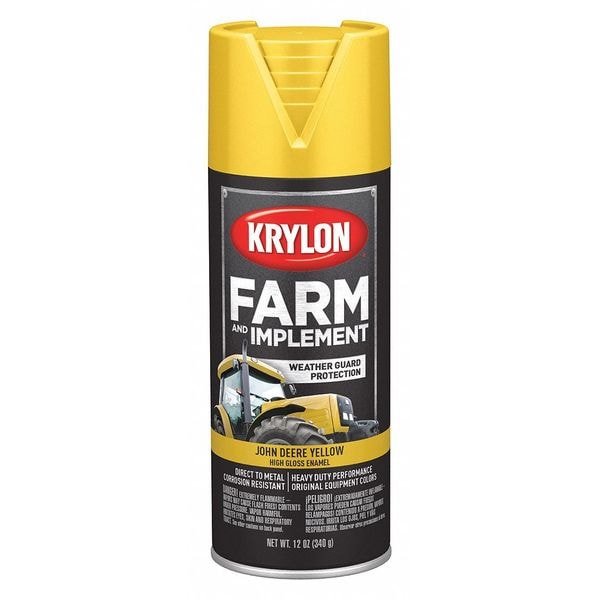Spray Paint, John Deere Yellow, High-Gloss, 12 oz
