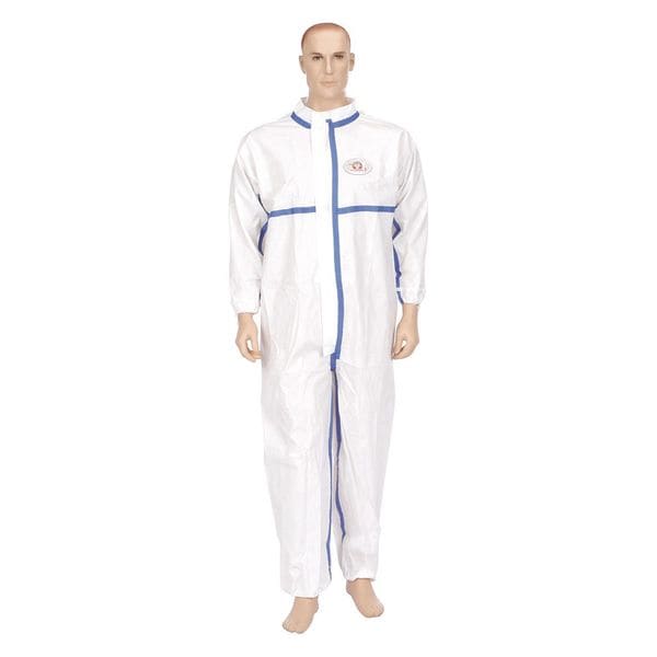 Disposable Coveralls, 25 PK, White, Laminated Nonwoven, Zipper