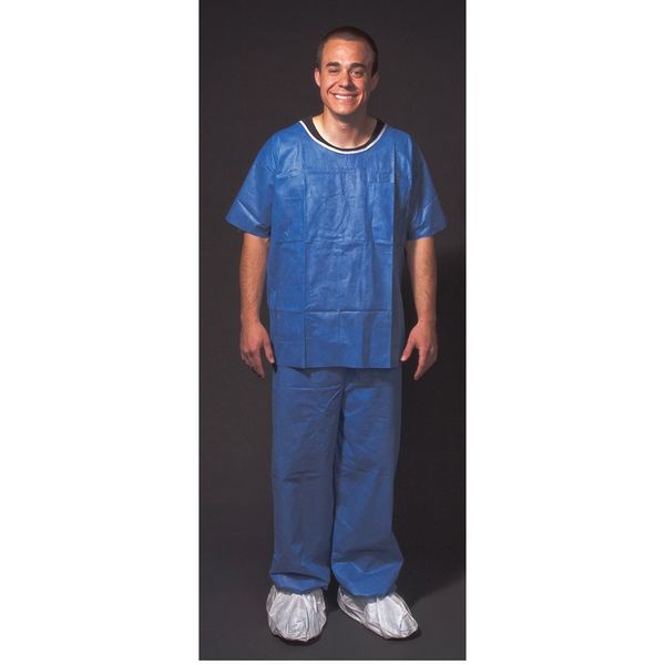 Disposable Shirt , 3XL , Blue , Spunbonded-Meltblown-Spunbonded ,