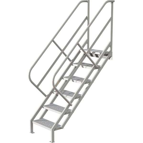 95 in Stair Unit, Steel, 6 Steps, Gray Powder Coated Finish, 450 lb Load Capacity