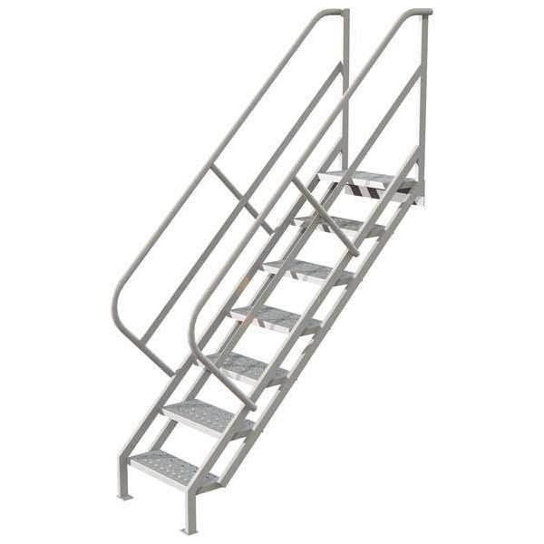 104 1/2 in Stair Unit, Steel, 7 Steps, Gray Powder Coated Finish, 450 lb Load Capacity