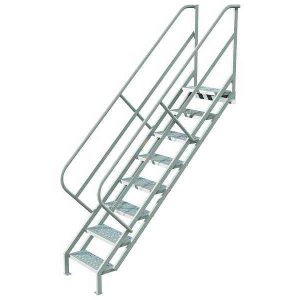 114 in Stair Unit, Steel, 8 Steps, Gray Powder Coated Finish, 450 lb Load Capacity