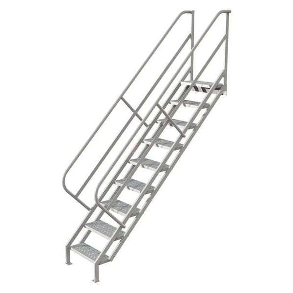 123 1/2 in Stair Unit, Steel, 9 Steps, Gray Powder Coated Finish, 450 lb Load Capacity