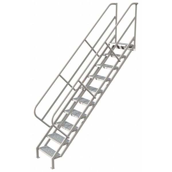133 in Stair Unit, Steel, 10 Steps, Gray Powder Coated Finish, 450 lb Load Capacity