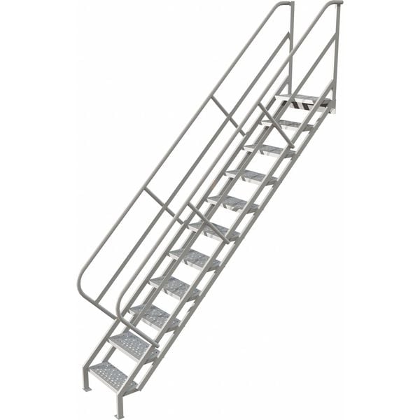 142 1/2 in Stair Unit, Steel, 11 Steps, Gray Powder Coated Finish, 450 lb Load Capacity