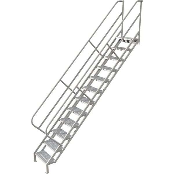152 in Stair Unit, Steel, 12 Steps, Gray Powder Coated Finish, 450 lb Load Capacity