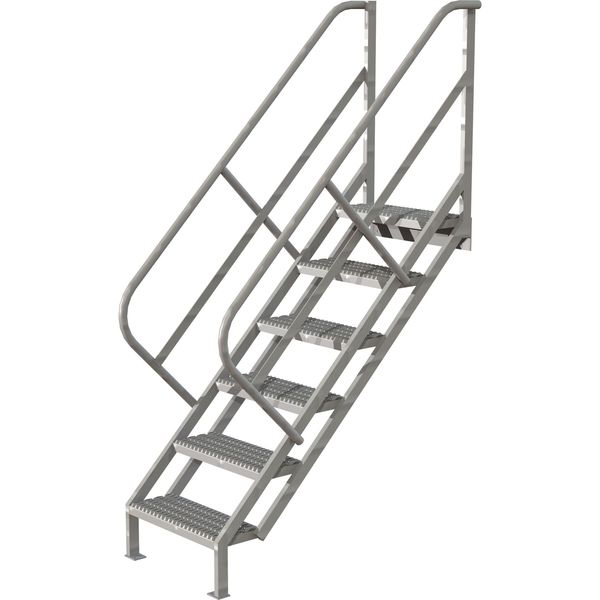 95 in Stair Unit, Steel, 6 Steps, Gray Powder Coated Finish, 450 lb Load Capacity
