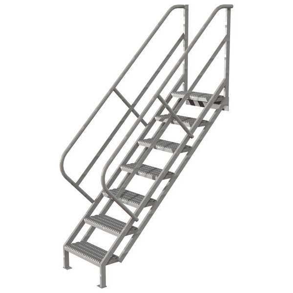 104 1/2 in Stair Unit, Steel, 7 Steps, Gray Powder Coated Finish, 450 lb Load Capacity