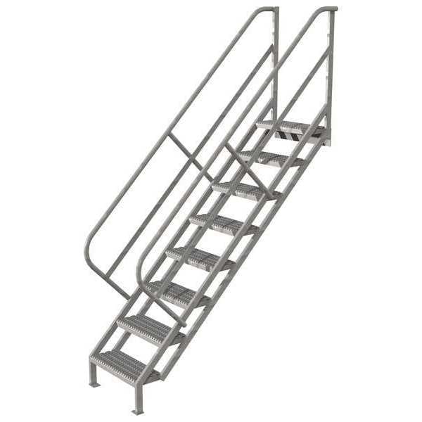 114 in Stair Unit, Steel, 8 Steps, Gray Powder Coated Finish, 450 lb Load Capacity