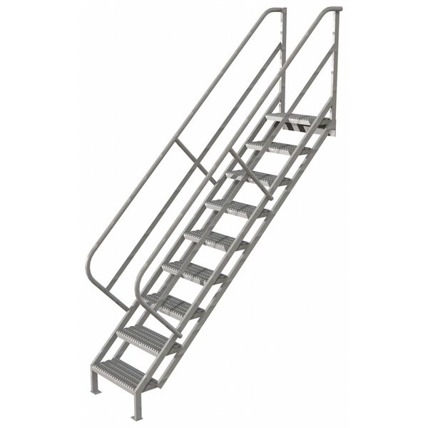 123 1/2 in Stair Unit, Steel, 9 Steps, Gray Powder Coated Finish, 450 lb Load Capacity