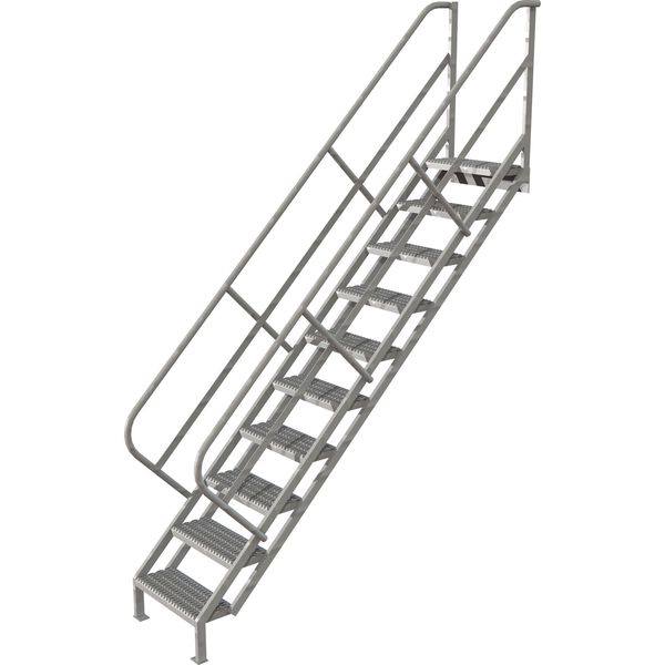 133 in Stair Unit, Steel, 10 Steps, Gray Powder Coated Finish, 450 lb Load Capacity